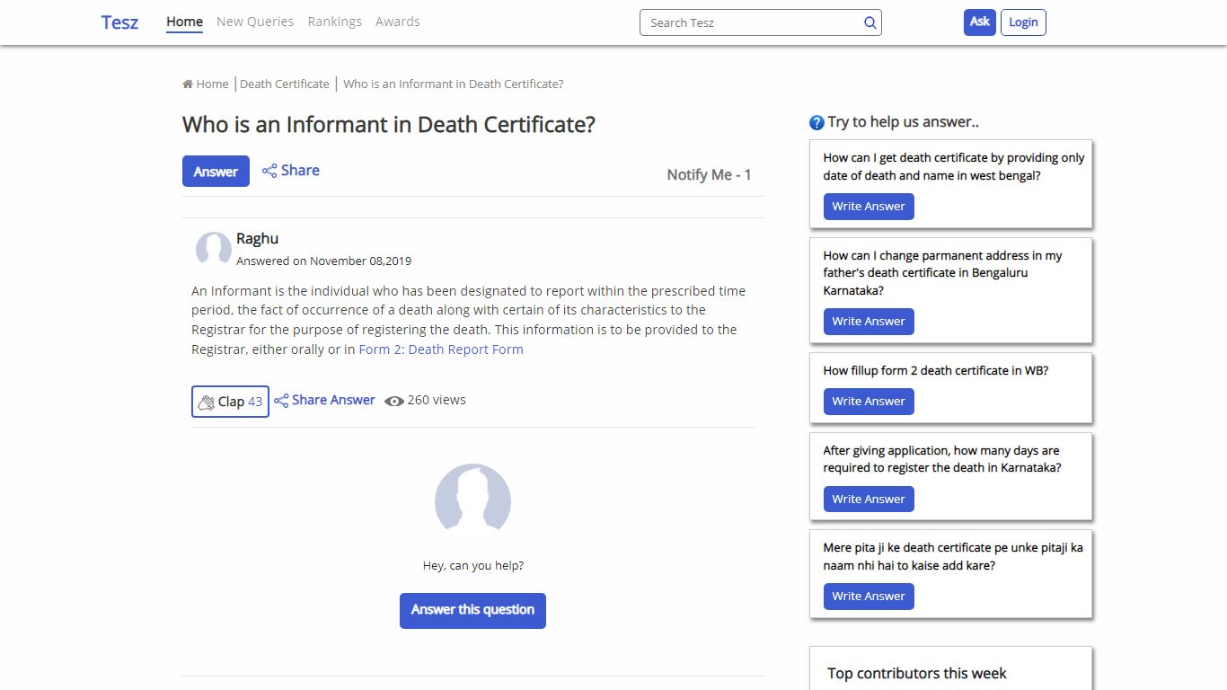 Who is an Informant in Death Certificate? - Tesz